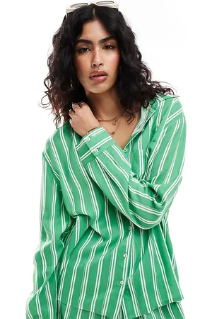 Esmée Esmee - oversized stribet strandskjorte med lange ærmer - Del af sæt