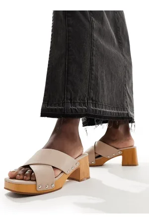 French Connection Gråbrune sandaler med chunky hæl-Neutral