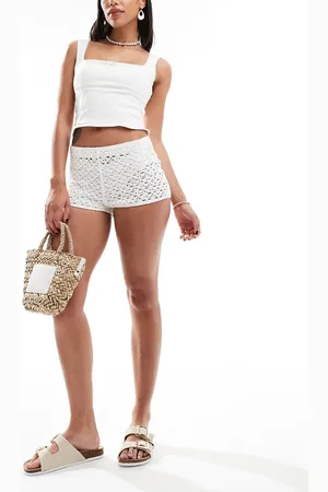 MANGO Hæklede shorts med rosedetaljer i