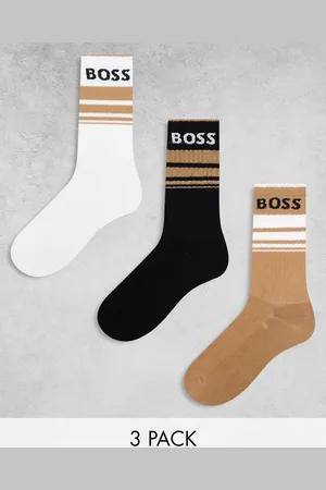 HUGO BOSS Pakke med 3 par ribstrikkede ankelsokker i flere farver med striber