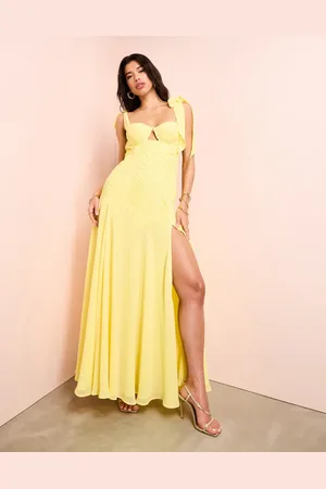 ASOS Maxikjole med bindebånd på skuldrene og udskæring i chiffon-Multifarvet