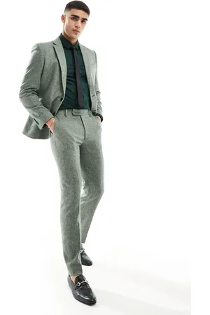 ASOS Slim Fit-habitbukser i flaskegrøn tweed- og uldblanding