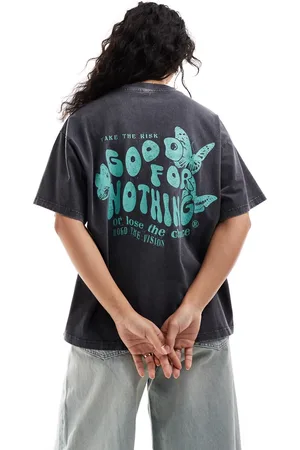 Good For Nothing Grå t-shirt med print på ryggen