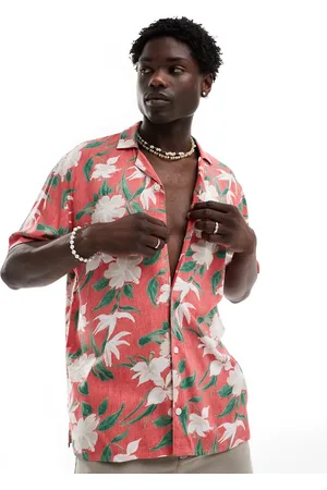 Hollister Thrifted - Kortærmet skjorte med reverskrave og tropisk blomstermønster i rayon