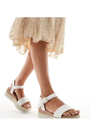 Yours Naturfarvede og chunky sandaler med kontrastrem