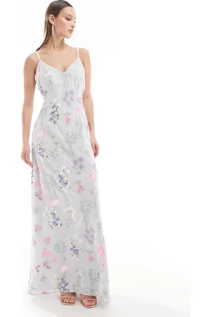Maya Deluxe Premium - Cami-maxikjole med broderet blomstermønster i