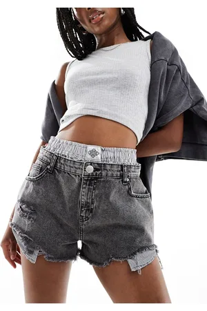 The Couture Club Couture Club - Boksershorts med dobbeltlag i vasket denim