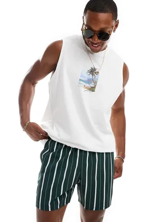 Hollister Mørkegrønne 5-tommer-badeshorts med striber