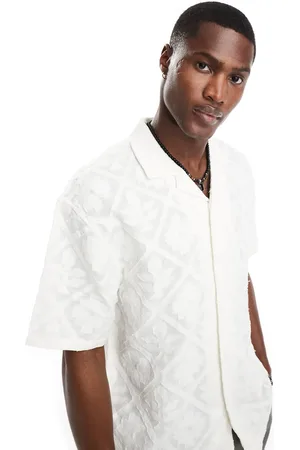 Pull&Bear Skjorte med blomstret tekstur og reverskrave
