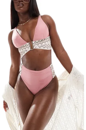 River Island Pink bikinitop med halterneck og elastikkant