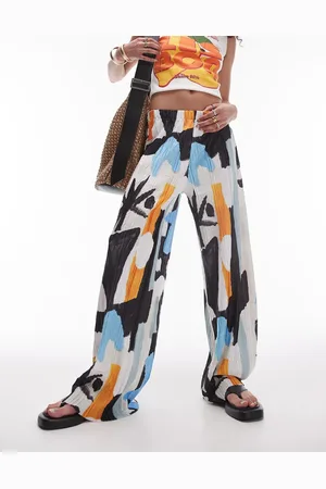 Topshop Plisserede bukser med abstrakt kunst
