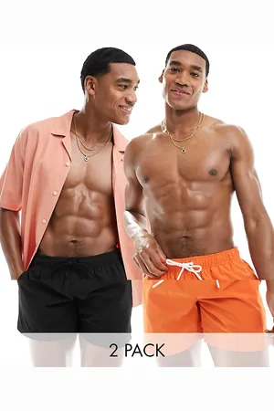 Cotton On Cotton On - Pakke med 2 par afslappede badeshorts med for i orange/sort-Multifarvet