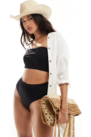 Threadbare Sort bikinisæt bandeau-bikinitop og højtaljede bikinitrusser