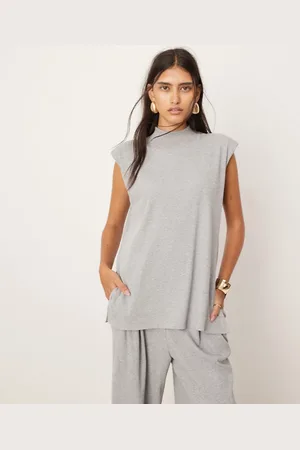 ASOS Ribstrikket longline-top med skulderpuder i jersey - Del af sæt
