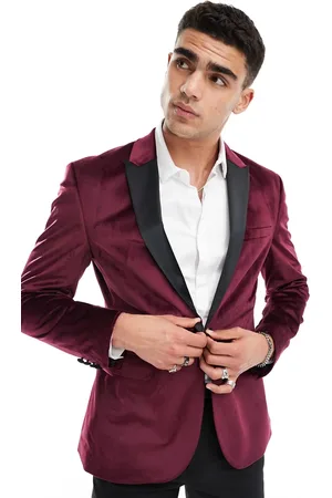 ASOS Skinny-smokingblazer i velour-Rød