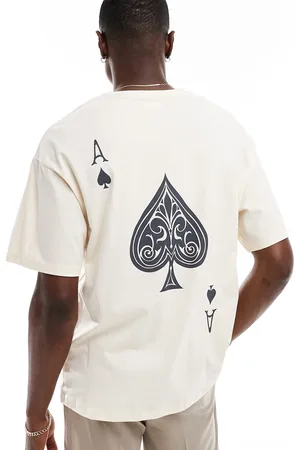 ADPT. Oversized og cremefarvet T-shirt med Es-print på ryggen-Hvid