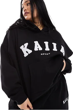 Kaiia Plus - Oversized hættetrøje med logoprint i - Del af sæt
