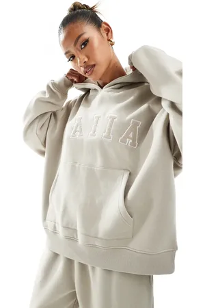 Kaiia Oversized hættetrøje med logo i - Del af sæt-Neutral