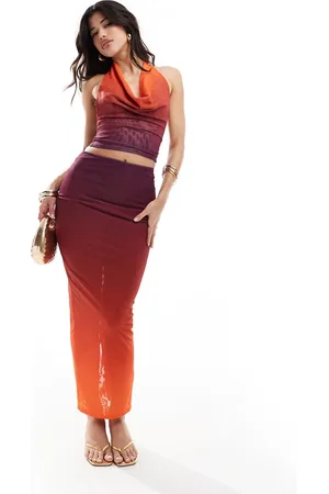 Murci Maxinederdel i mesh med orange ombre-effekt - Del af sæt - Kun hos ASOS