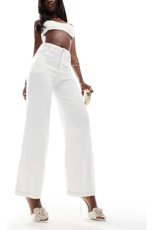 Missyempire Missy Empire - Hvide jeans med brede ben - Del af sæt