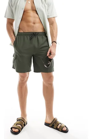 New Look Mørke kakigrønne cargo-badeshorts