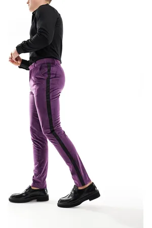 ASOS Smoking-habitbukser i velour i skinny fit