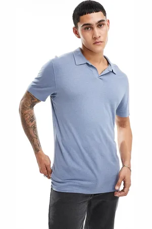 Abercrombie & Fitch Polo med åben krave i hørblanding