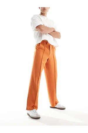 ASOS Elegante vide bukser med nålestriber og sideslids i rustrød-Orange