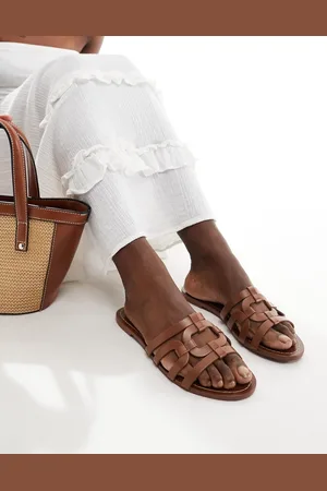 MANGO Brune flade sandaler med bur-design