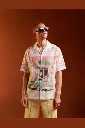 ASOS Pink og afslappet skjorte med revers og print af biltegning forskellige steder