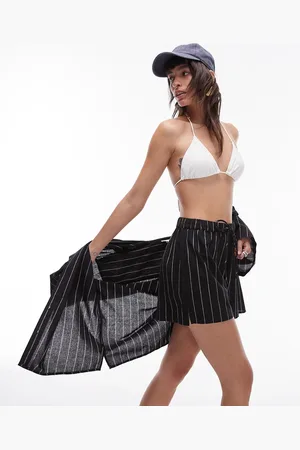 Topshop Sorte strandshorts med hvide striber