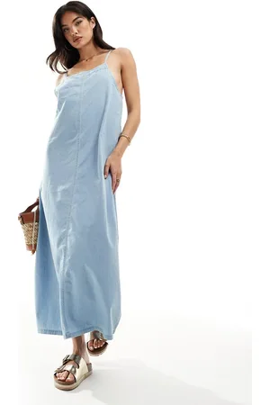 VERO MODA Maxikjole i chambray med firkantet hals