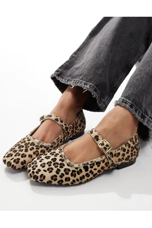 Schuh Lille - Mary Jane-ballerinaer med leopardprint og ponyhår-Multifarvet