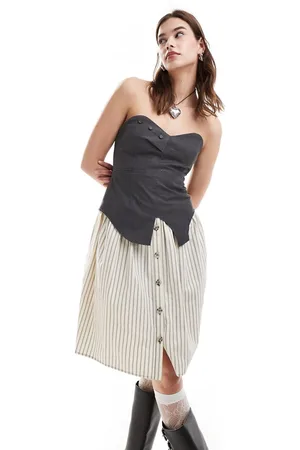 Reclaimed Skræddersyet bandeau-kjole i vintage-stil-Multifarvet