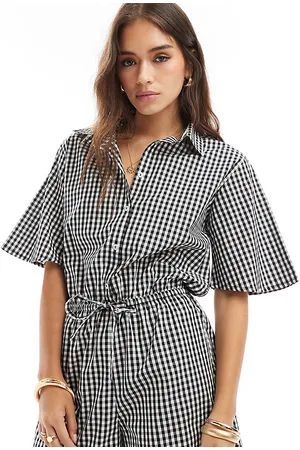 Esmée Esmee - Strand-playsuit med sorte og hvide ginghamtern