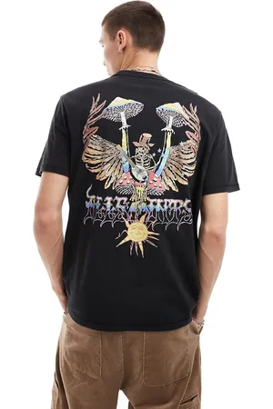 AllSaints Strummer - Sort T-shirt med print på ryggen