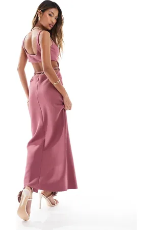 ASOS Bodycon-maxikjole med firkantet hals og stropper på ryggen-Lyserød