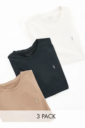 AllSaints Brace - Pakke med 3 T-shirts i børstet bomuld i forskellige farver-Multifarvet