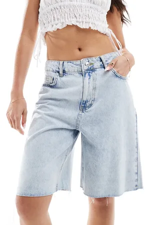 Pimkie Bermuda-shorts i longline i denim med blå afbleget vask