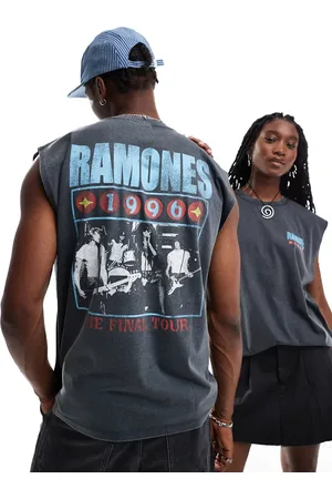 ASOS Unisex - Oversized vest i forvasket sort med The Ramones-grafik