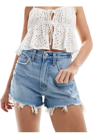 Abercrombie & Fitch Curve Love - Lyseblå denimshorts i mom fit