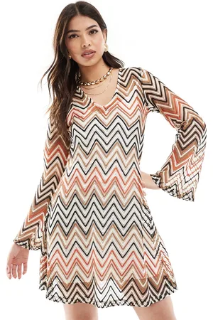 French Connection Strikket shift-minikjole med zigzag-print