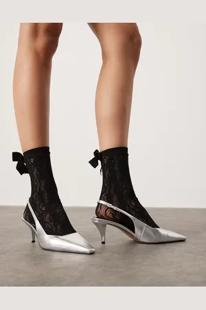 ASOS Shake - Sølvfarvede slingback-sko med kitten-hæl