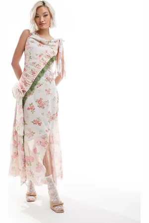 Reclaimed Limited Edition - Kjole i med corsage- og blondedetaljer-Multifarvet