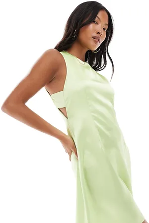 ASOS ASOS DESIGN Petite - Limegrøn shift-minikjole i satin med sidedetaljer