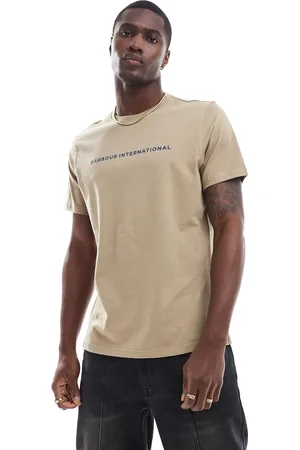 Barbour Motored - Beige T-shirt med logoprint-Neutral