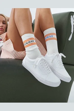 Vans Old Skool - Tredobbelt hvide sneakers i imiteret læder