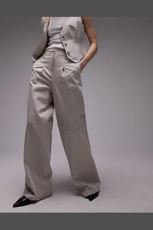 Topshop Beige bukser med vidde og sømdetaljer-Hvid
