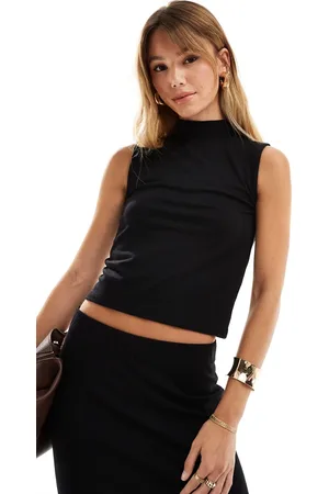 VERO MODA Cropped højhalset jerseytop i ribstrik - Del af sæt