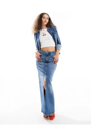 In wear InWear - Pheiffer - Blå maxinederdel i slidt denim